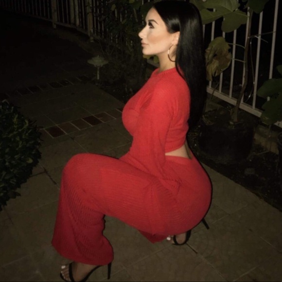 2 piece knitted bell sleeve top and wide leg pant - Picture 3 of 6